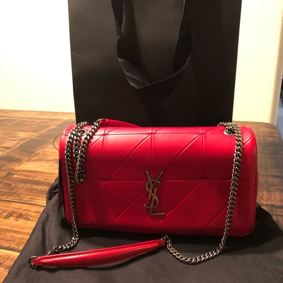 YSL Jamie Med. Patchwork DK Red Leather Cross Body - Picture 2 of 4